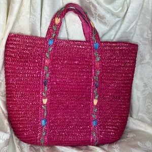 Pink Straw Purse